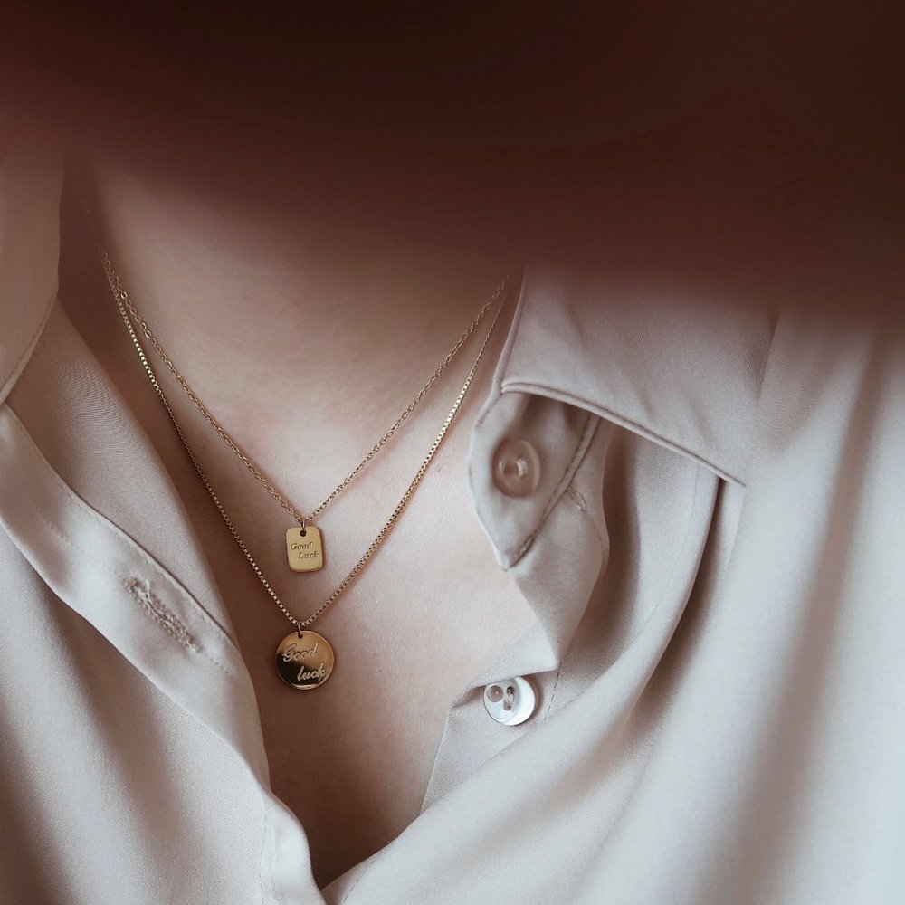 NEW 18K Gold Plated Square Good Luck Pendant Necklace - Picture 11 of 12